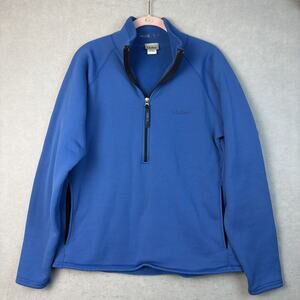 Vtg LL Bean Fleece 1/4 Zip Women’s Med Blue Jacket Pockets Active Layer USA Made